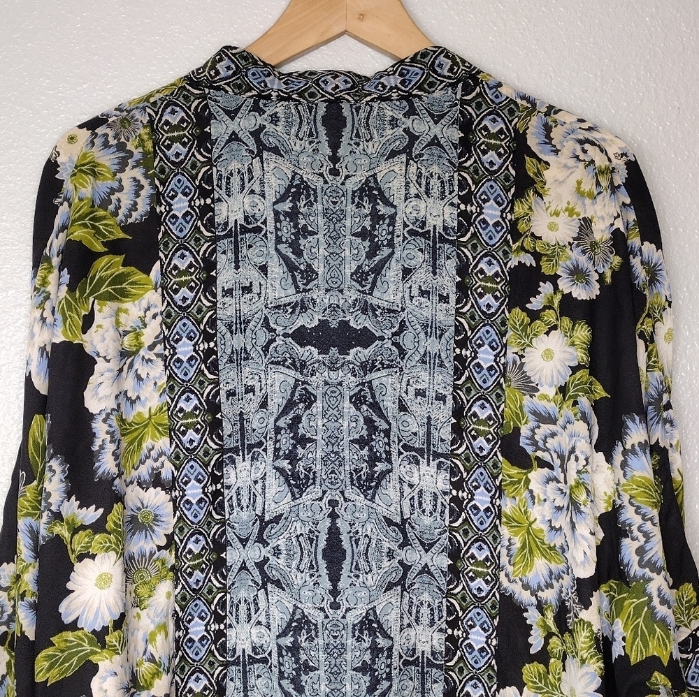 Free People Women's Boho Cinched Wildflower Kimono Full Zip Blouse Sz XS/S - Picture 8 of 16